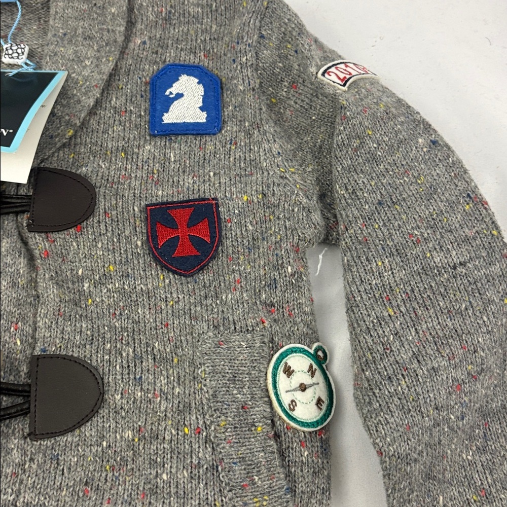 Andy and Evan Toddler Boys Gray With Patches Cardigan Toggle Buttons Size 3T NWT - Picture 5 of 8